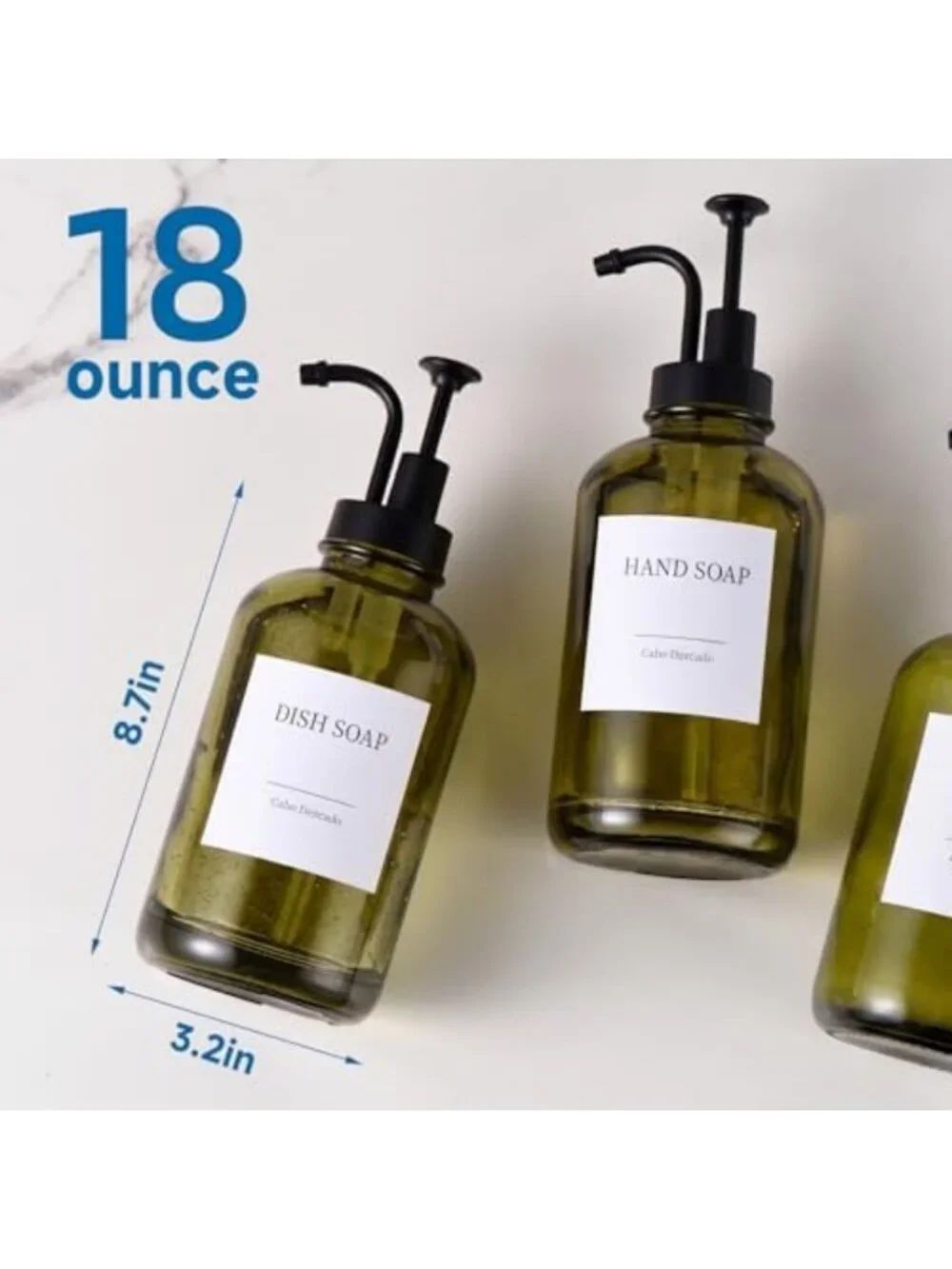 Elegant Glass Soap Dispenser Set with Pump, Bamboo Tray & 18 Stickers - 500ml